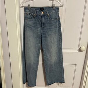 J. Crew wide leg crop jeans raw hem